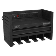 SEALEY Power Tool Storage Rack with Drawer & Power Strip AP22SRBE-1-73