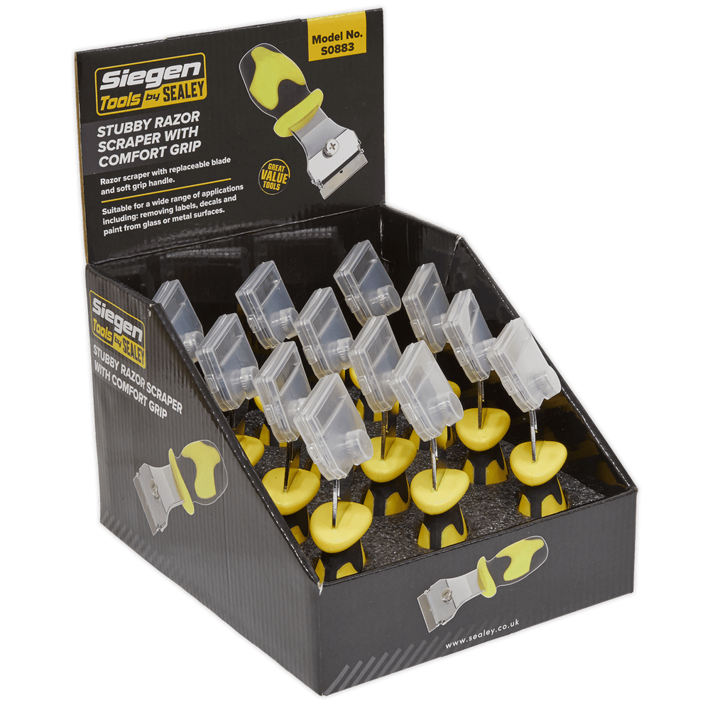 Scraper Box Cutter Razor Razor Scraper with Comfort Grip Stubby Display Box of 12