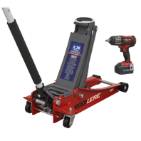 SEALEY Trolley Jack & Cordless Impact Wrench Combo - Red 2001LERECOMBO-1-73
