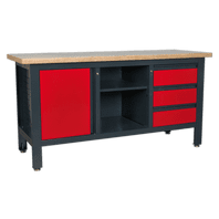 SEALEY Workstation with 3 Drawers, 1 Cupboard & Open Storage AP1905B-1-73
