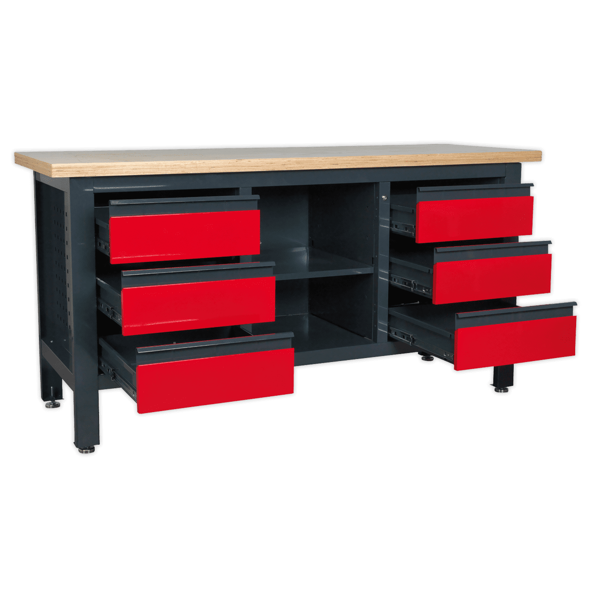Workstation with 6 Drawers & Open Storage