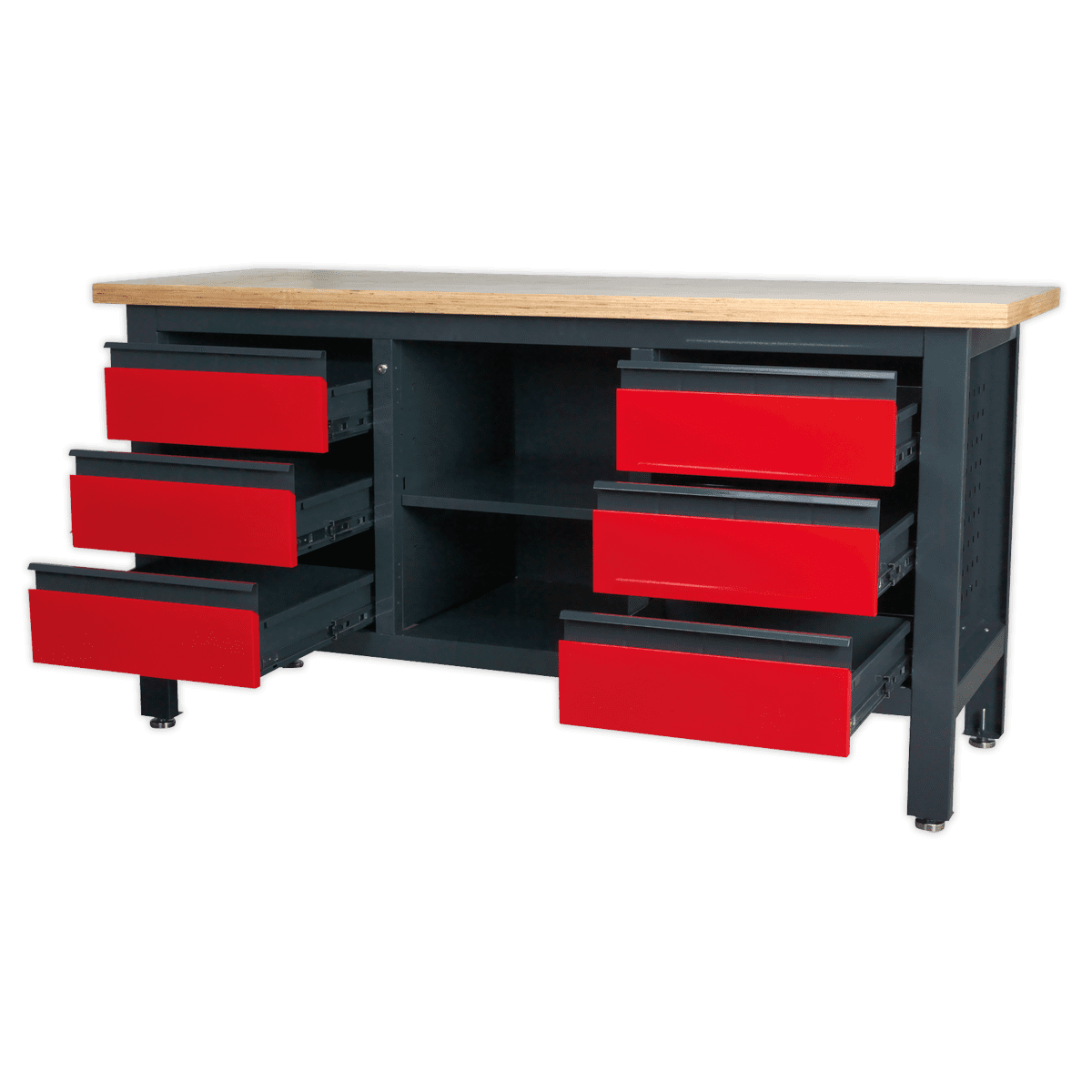 Workstation with 6 Drawers & Open Storage