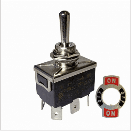 Toggle switch ON/OFF/MOM ON DPDT c/o ALT/KN3C-223P-1-25