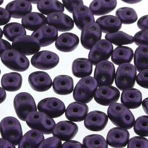 10g 2 Hole Superduo Beads, 2.5 x 5mm Glass Beads, Jet Metallic Suede Dark Purple