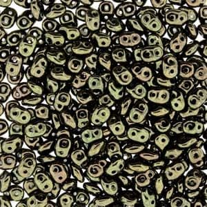 2 Hole Superduo Beads, 2.5 x 5mm Glass Beads, Jet Red Luster