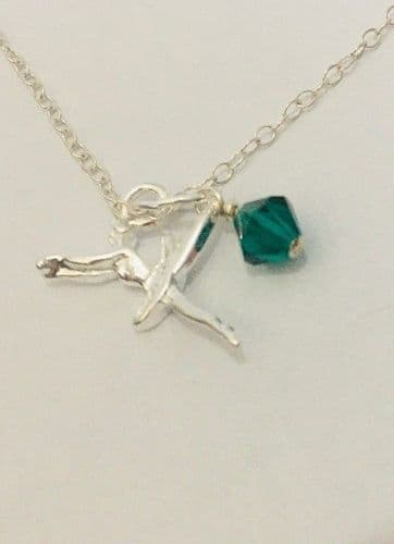 Gem Sterling Silver Ballerina Necklace GEM'S BALLET Natural Green