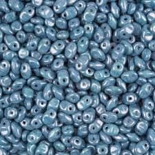 Czech 2 Hole Superduo Beads, 2.5 x 5mm Glass Beads, Blue Lustre