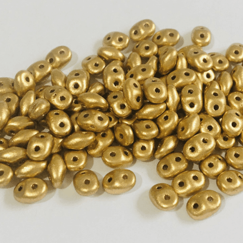 Czech 2 Hole Superduo Beads, 2.5 x 5mm Glass Beads, Crystal Bronze Pale Gold