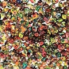 Czech 2 Hole Superduo Beads, 2.5 x 5mm Glass Beads, Crystal Magic Red Yellow