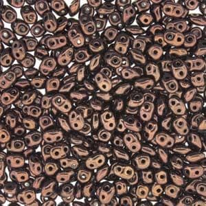 Czech 2 Hole Superduo Beads, 2.5 x 5mm Glass Beads, Jet Bronze for jewellery and beadwork projects