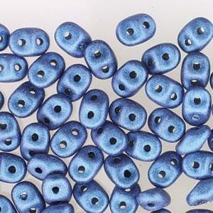 Czech 2 Hole Superduo Beads, 2.5 x 5mm Glass Beads, Jet Metallic Suede Blue