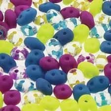 Czech 2 Hole Superduo Beads, 2.5 x 5mm Glass Beads Neon Sparks