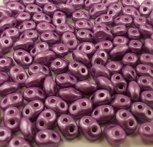 Czech 2 Hole Superduo Beads, 2.5 x 5mm Glass Beads, Pastel Bordeaux