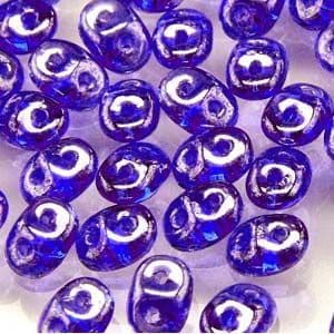Czech 2 Hole Superduo Beads, 2.5 x 5mm Glass Beads Sapphire Matte