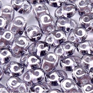Czech 2 Hole Superduo Beads, 2.5 x 5mm Glass Beads, Tanzanite white luster