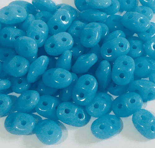 Czech 2 Hole Superduo Beads, 2.5 x 5mm Glass Beads Turquoise Blue
