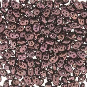 Czech 2 Hole Superduo Beads, 2.5 x 5mm Glass Beads Vega on Jet for jewellery and beadwork projects