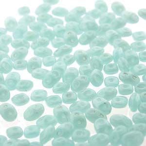 Czech 2 Hole Superduo Beads, 2.5 x 5mm, Opal Aqua 22.5g tube