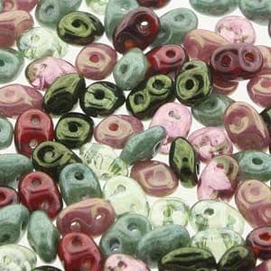 Czech Superduo Beads, 2.5 x 5mm Glass Beads, Antique Rose 10 grams