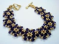 Flower Links Bracelet Crystal  Kit with SWAROVSKI crystal beads Aqua and Silver