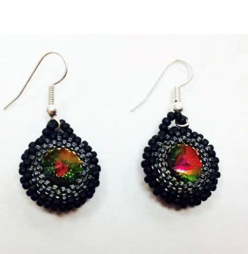 Handmade Beaded drop crystal earrings Silver Plated or Sterling Silver