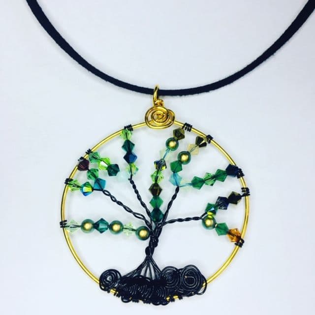 Tree of Life Wire Pendant Kit Green Tones/Gold frame