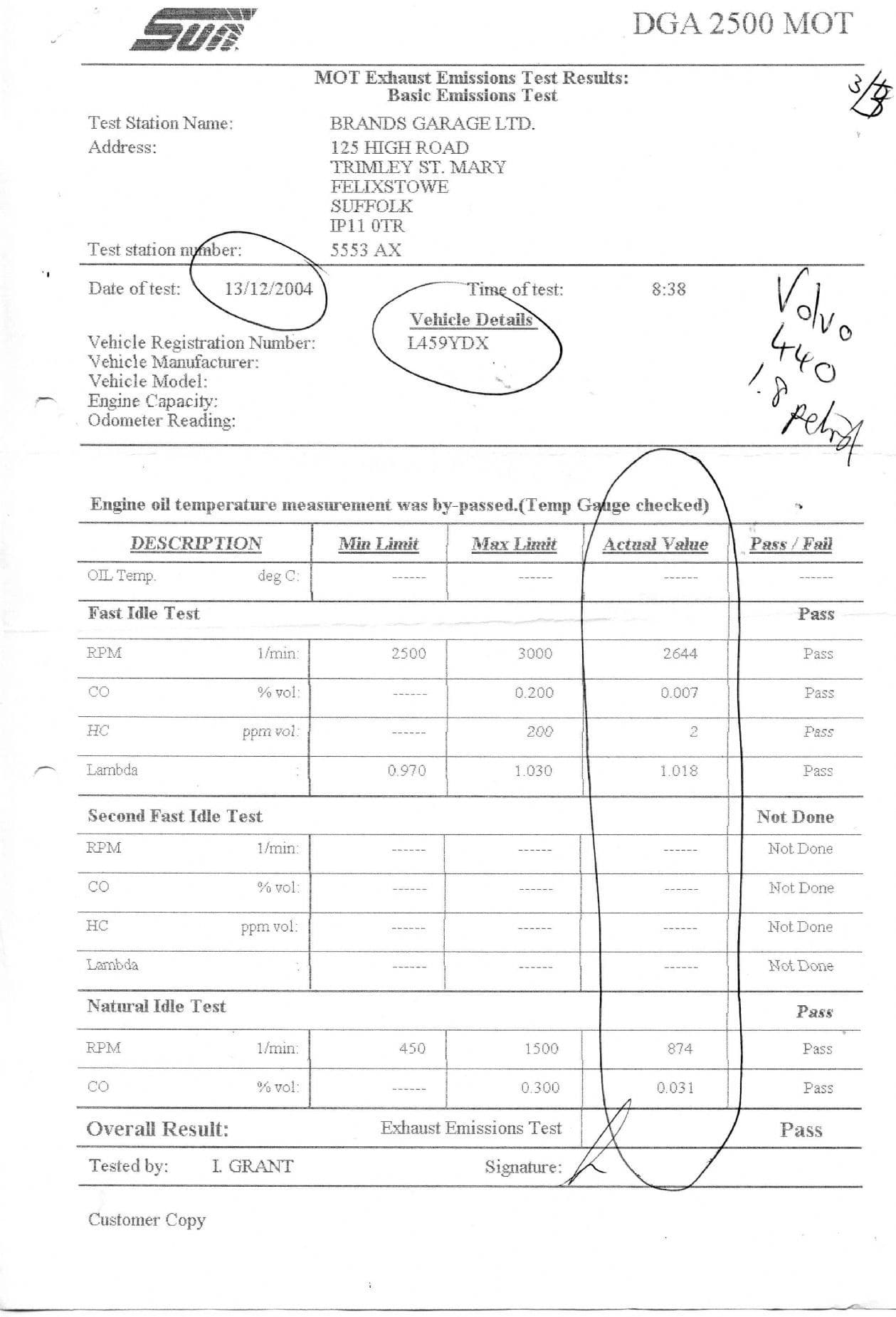 MOT Emissions Fail Help