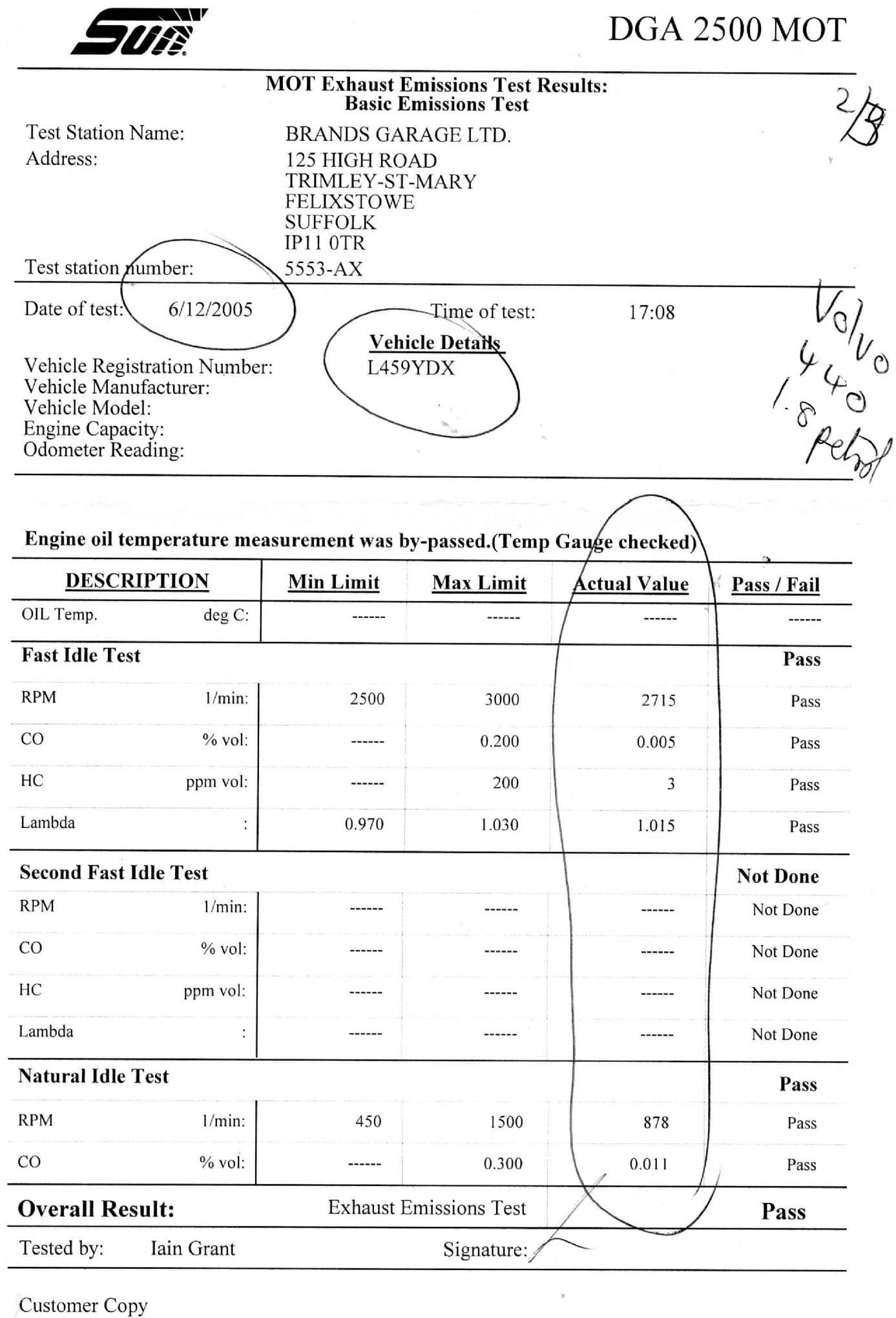 MOT Emissions Fail Help