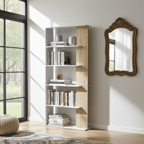 Adila White and Oak Effect Bookcase - 2934