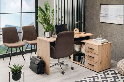 Amag Oak And Black Corner Desk - 3033