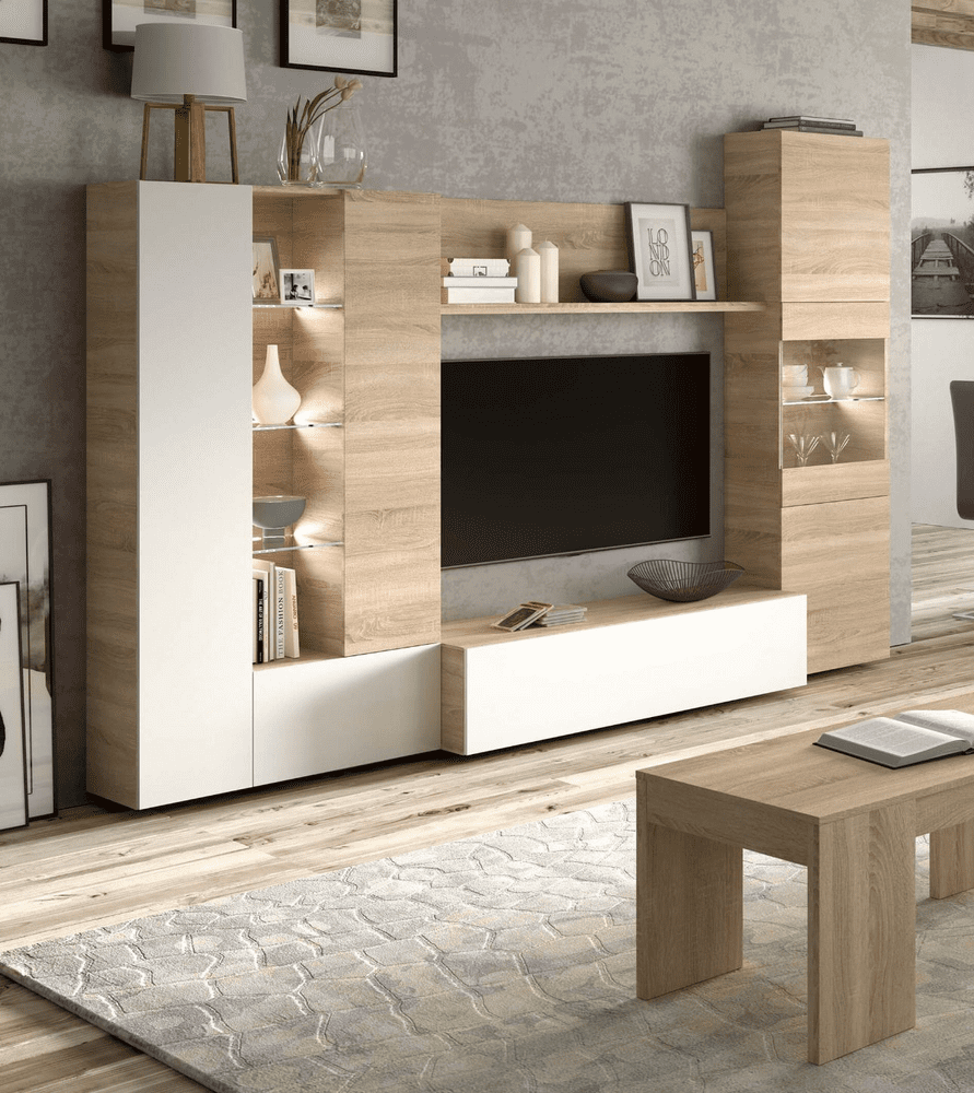 Amora White and Oak Wall Entertainment Unit 016642F - 2916