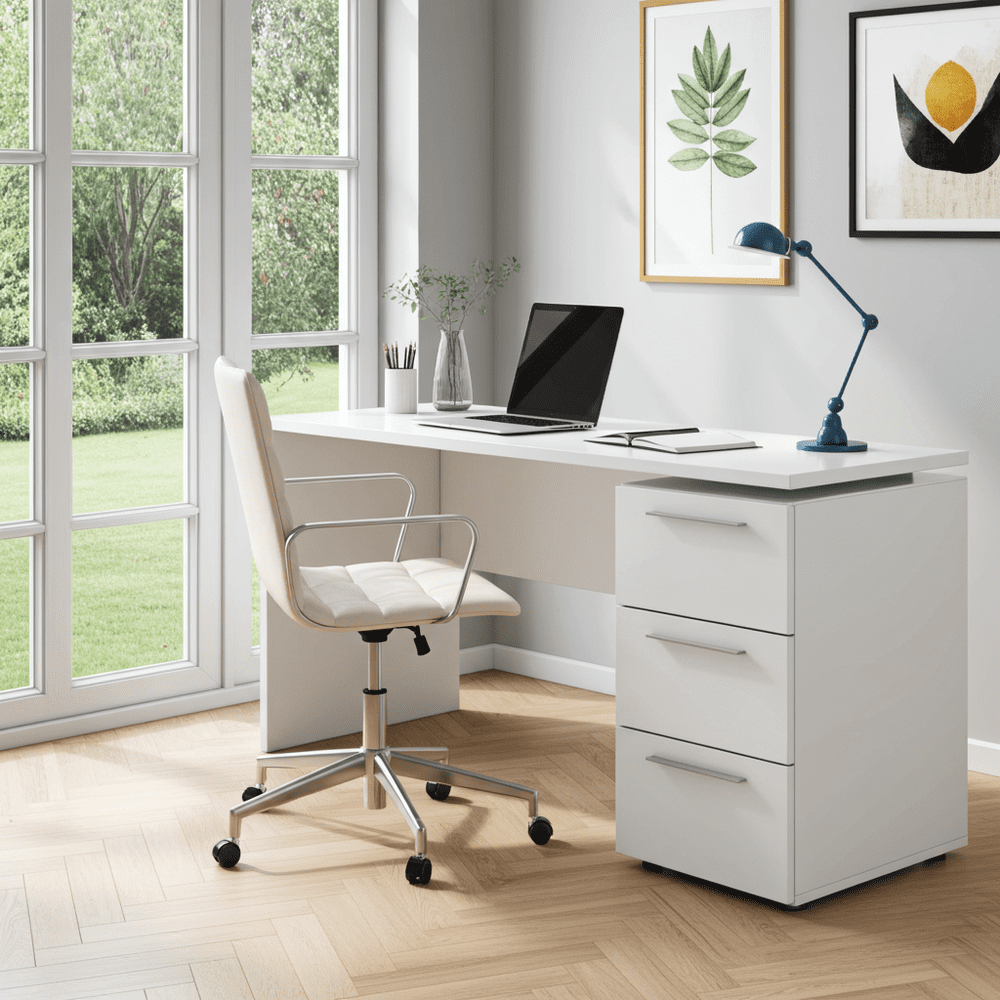 Amur Artic White Computer Office Desk Table - 2614