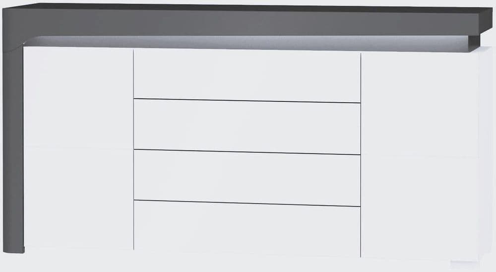 Athens Grey And White Gloss 2 Door / 4 Drawer Sideboard With Lights - 3170