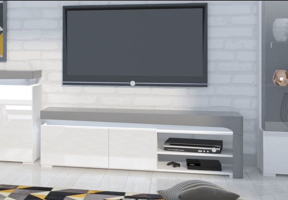 Athens Grey And White Gloss TV Unit - 3171
