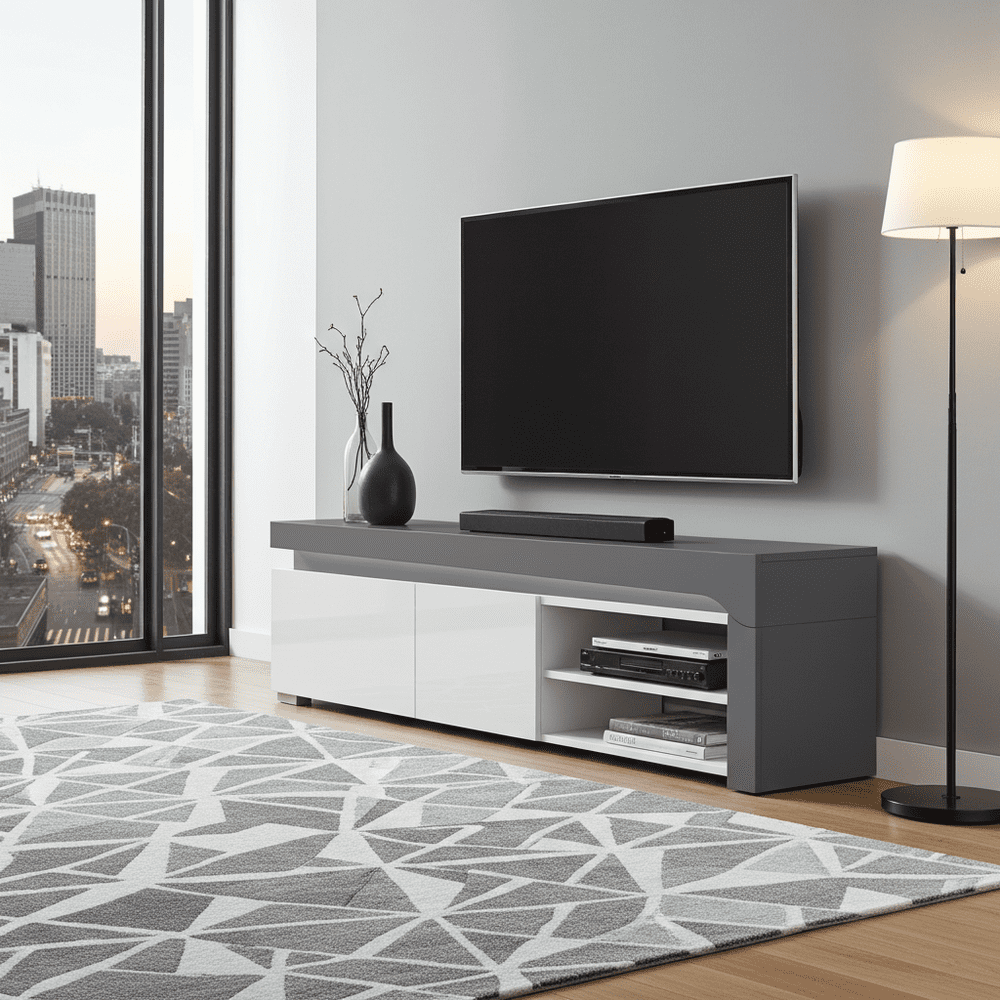 Athens Grey And White Gloss TV Unit - 3171