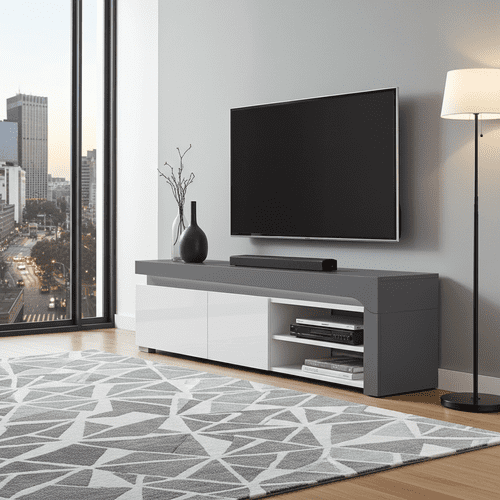 Athens Grey And White Gloss TV Unit - 3171
