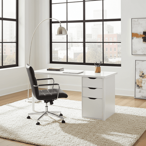 Blanco Artic White Desk With 3 Drawers - 2490
