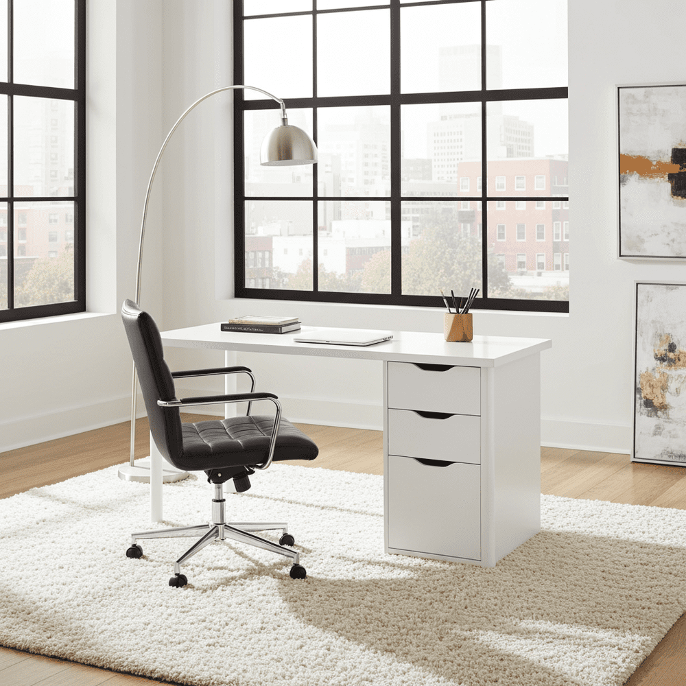 Blanco Artic White Desk With 3 Drawers - 2490