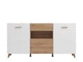 Bretanova Slatted Artisan Oak Effect And White Gloss Sideboard - 11012052