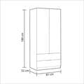 Cairo Artic White Compact 2 Door 2 Drawer Space-Saving Wardrobe  LCX222O - 3201