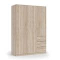 Cairo Oak Effect Compact 3 Door 3 Drawer Space-Saving 135cm Wardrobe LCX353F - 3205
