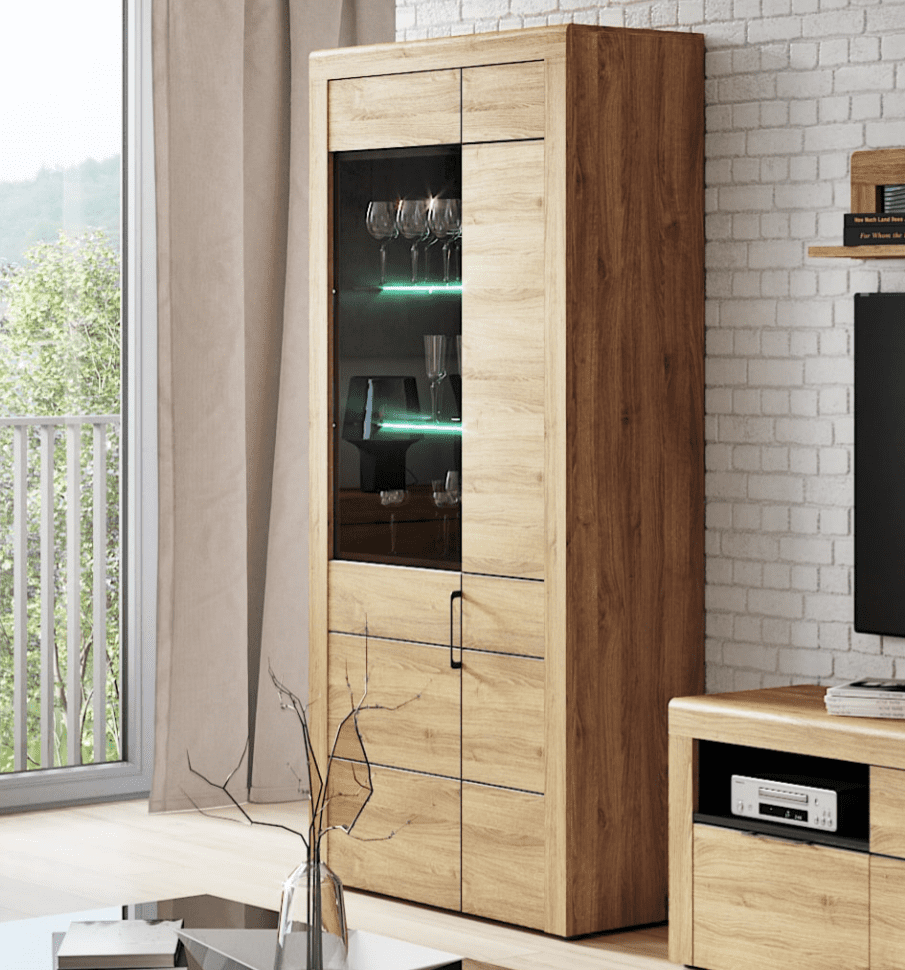 Camar Large Oak Effect 2 Door Display Cabinet K12 - 2707