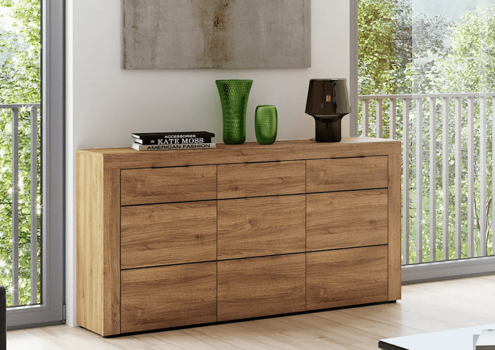 Camar Large Oak Effect 3 Drawer Sideboard K45 - 2706