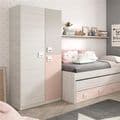Carlos Grey And Pink 3 Door Slim Narrow Wardrobe - 3262