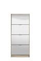 Carrera Mirrored and Oak Effect Tall 4 Drawer Shoe Cabinet 11008541