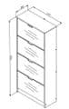 Carrera Mirrored and Oak Effect Tall 4 Drawer Shoe Cabinet 11008541