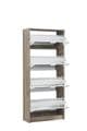 Carrera Mirrored and Oak Effect Tall 4 Drawer Shoe Cabinet 11008541