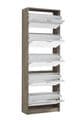Carrera Mirrored and Oak Effect Tall 5 Drawer Shoe Cabinet 11008552