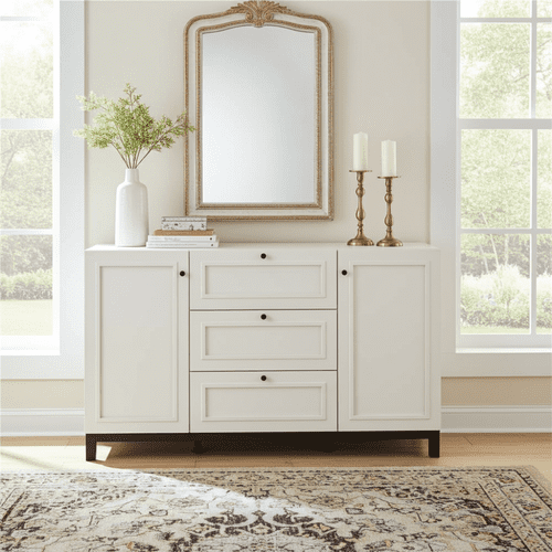 Cassio Cashmere Taupe Panelled Sideboard - 11013523