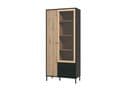 Clifton Slatted Artisan Oak Effect And Black 2 Door Display Cabinet - 11013529